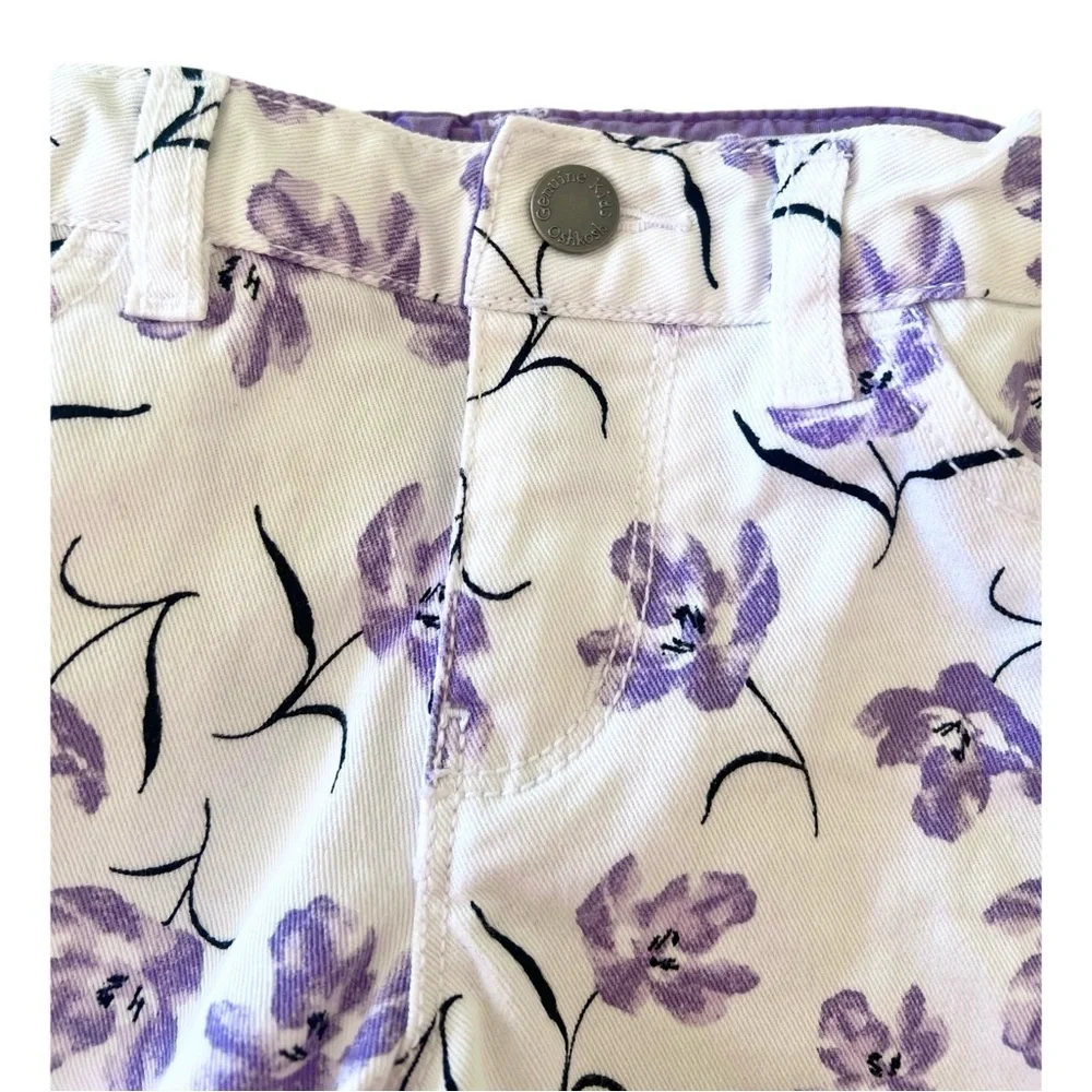 Genuine Kids OshKosh Girls Denim White Shorts with Lavender Floral Print | 2T